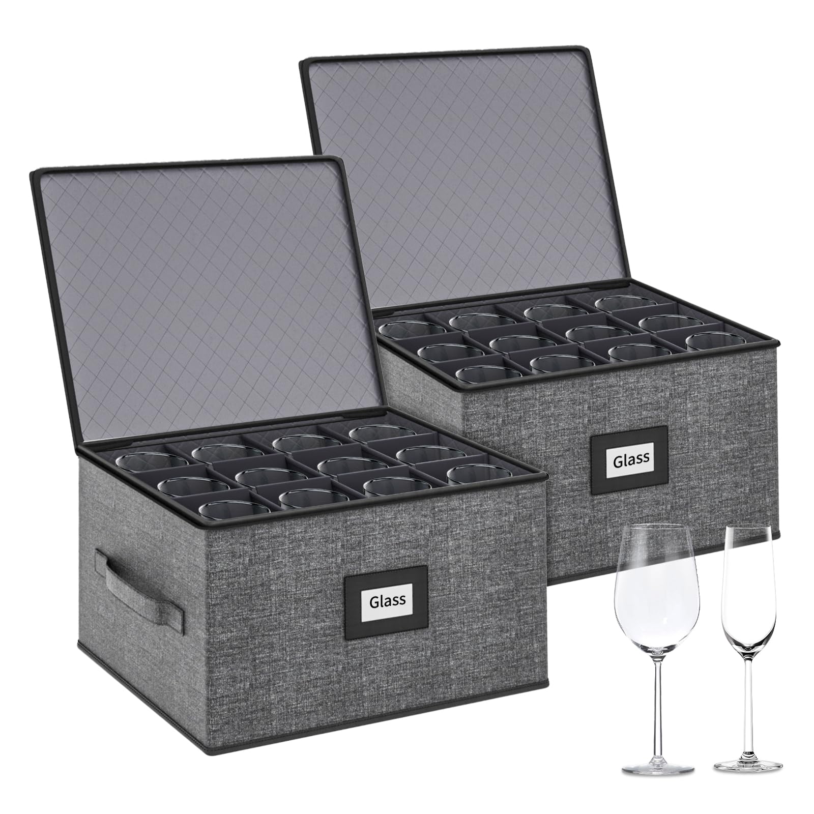 Aokeyee cajas copas duras con divisiones protegen cristal durante mudanza