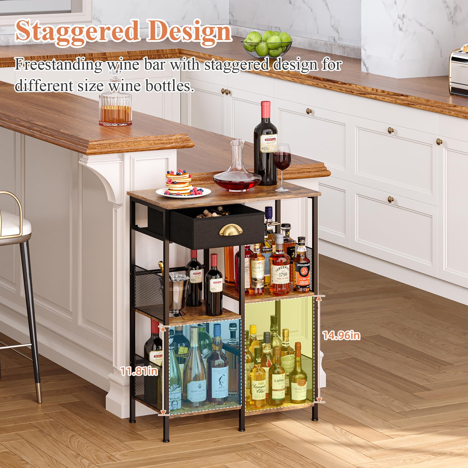 Aokitsink mueble licor vintage marrón aporta estilo retro