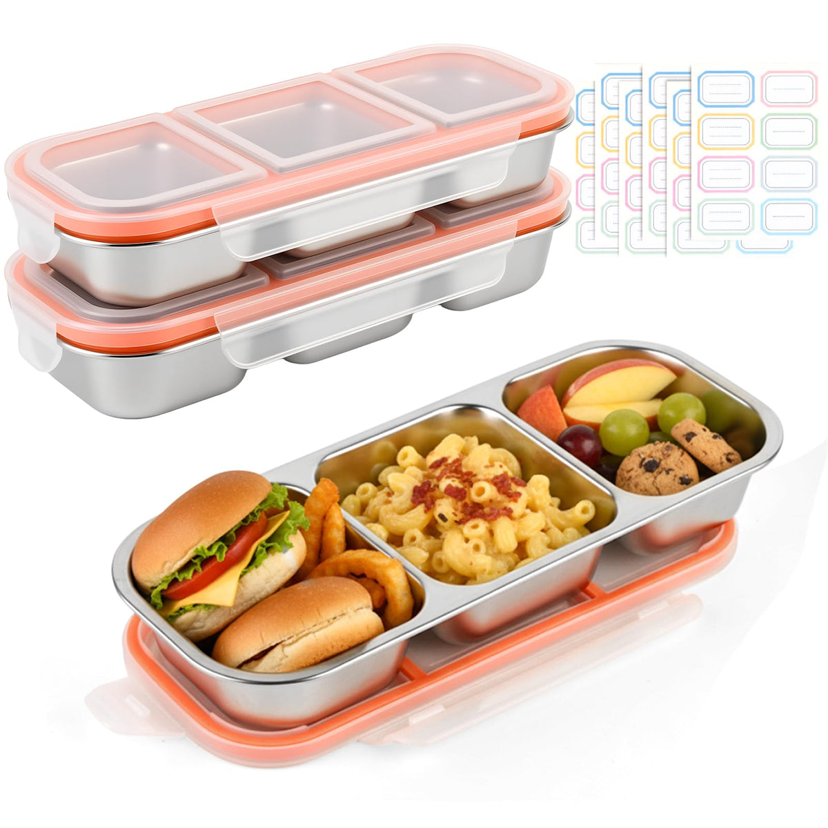 Aomeskoitoy: contenedores snack 2-pack de acero inoxidable, duraderos para meriendas en cualquier lugar