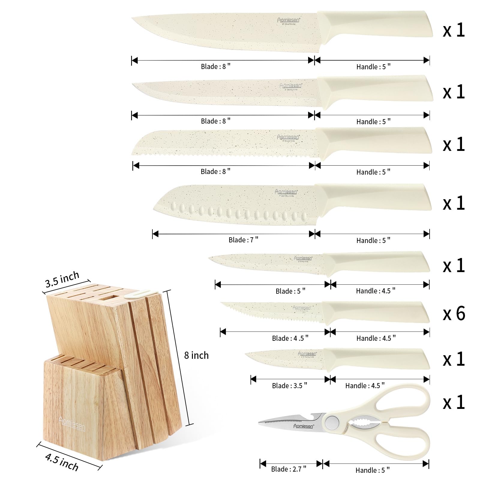 Cuchillo de pan Aomiesen 8 pulgadas para cortes limpios.