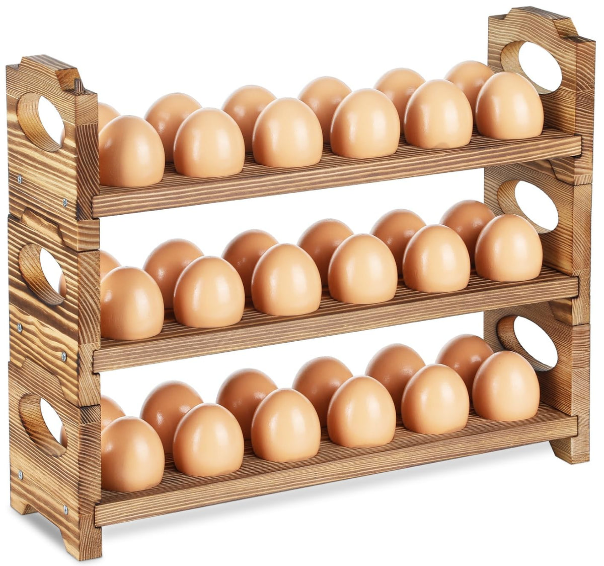 AOOHOOA Porta Huevos de Madera 3 Niveles, 36Huevos, organización superior.