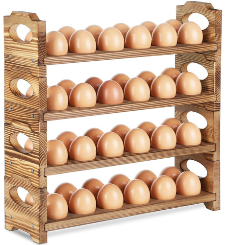 AOOHOOA porta-huevos de madera 4 niveles para organización de encimera