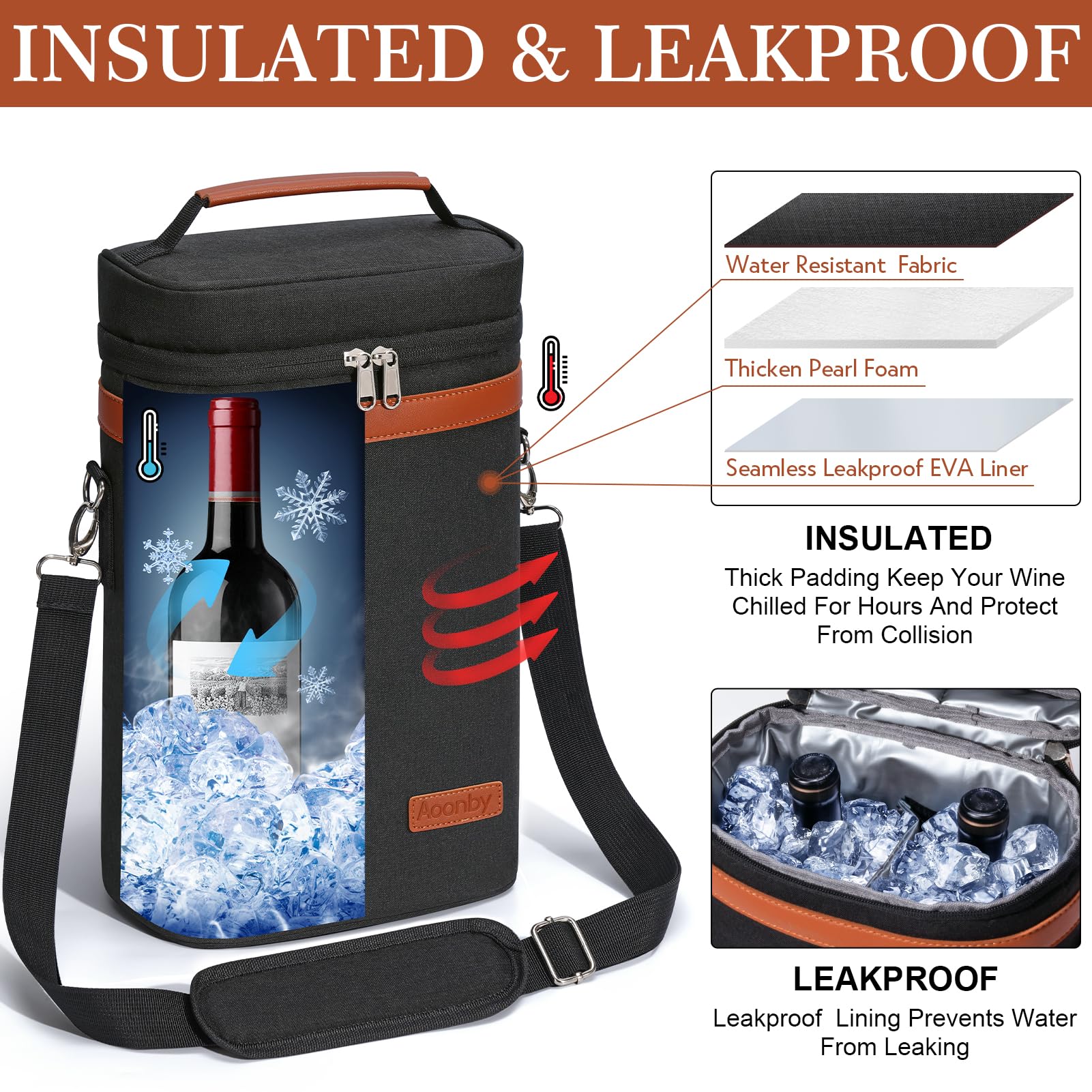 Aoonby bolsa vino impermeable, diseño elegante para fiestas y eventos.