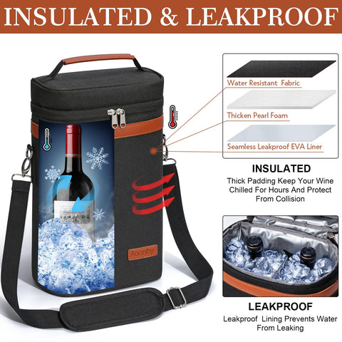 Aoonby bolsa vino impermeable, diseño elegante para fiestas y eventos.