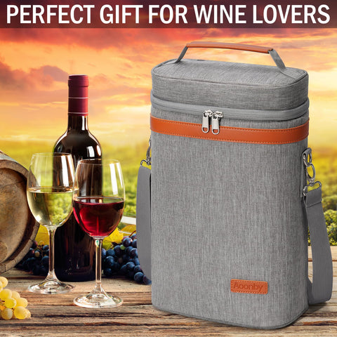 Aoonby correa ajustable facilita transportar vino como bolso de hombro.