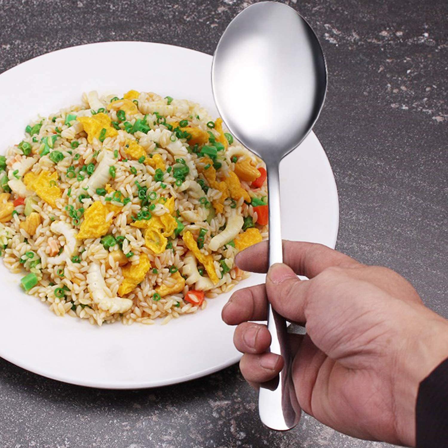 AOOSY cucharas para servir para ensaladas y postres, uso versátil en casa o negocio.
