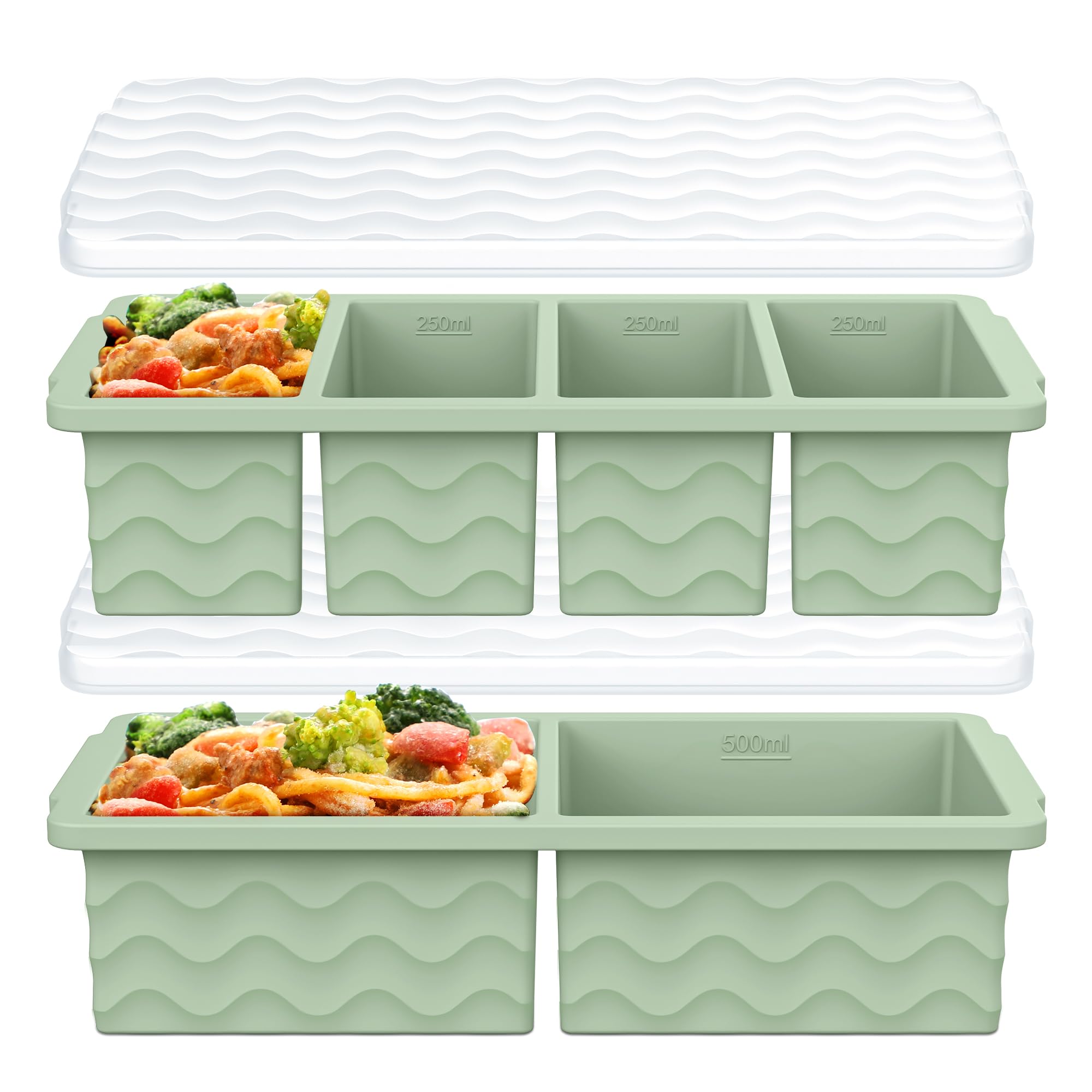 Aopigavi moldes silicona con tapa para porciones de 1 taza, ideal para porciones controladas.