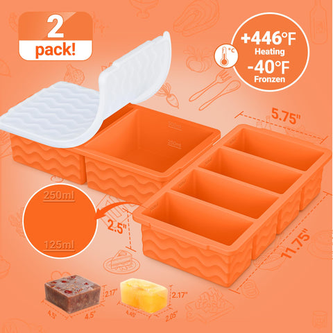 Molde Aopigavi de silicona para congelador con 2 cavidades, porciones de 250 ml