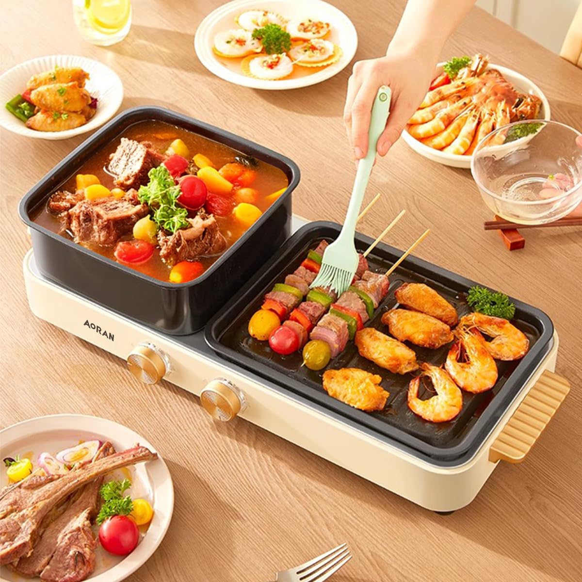 AORAN control de zonas dual para cocinar varios platillos a la vez.