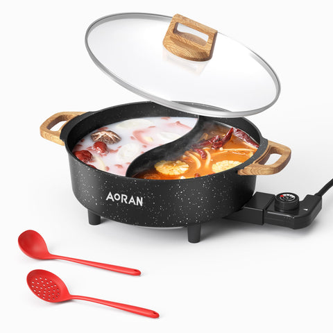 Olla eléctrica AORAN Kitchen con divisor 8L para dos caldos.