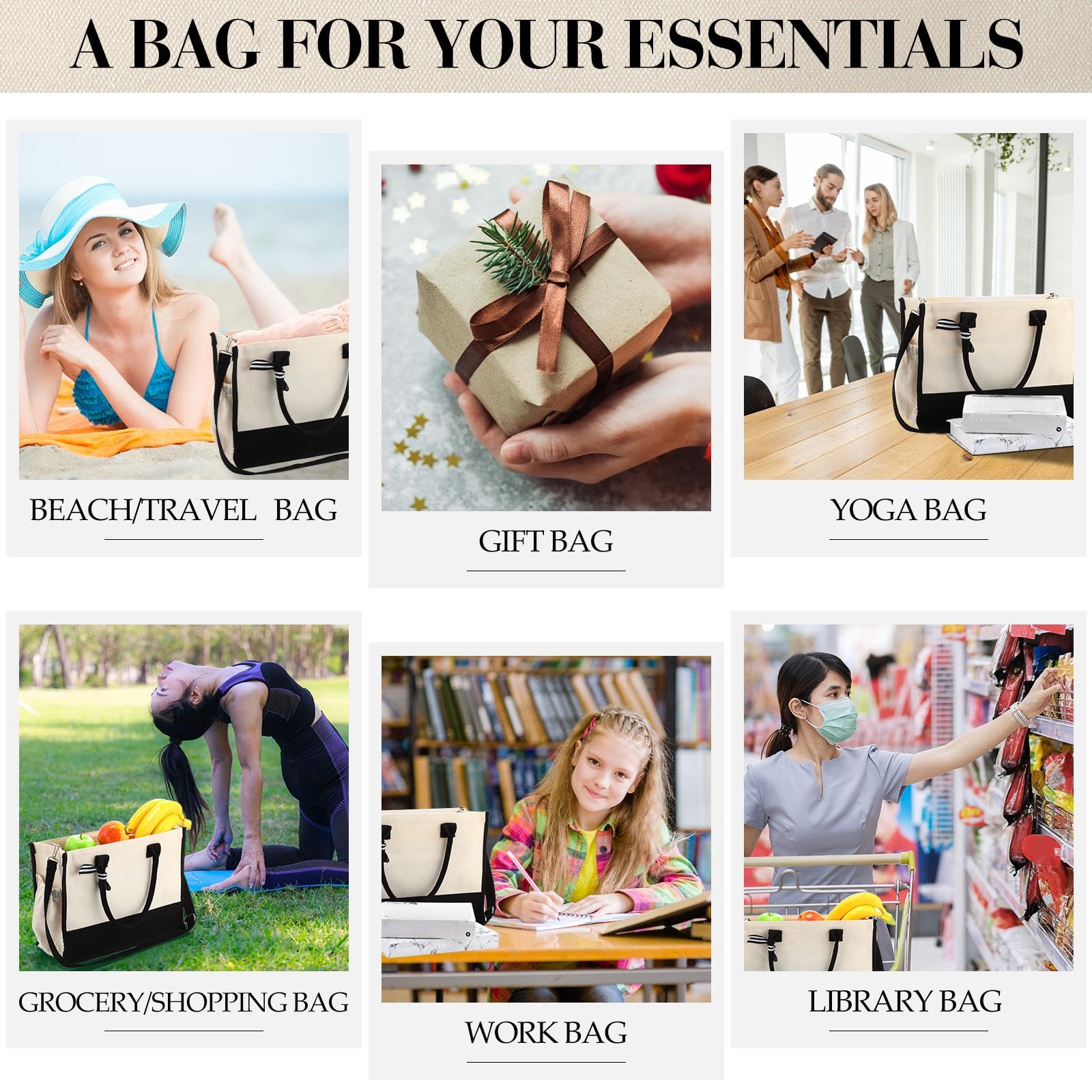Tote duraderas y reutilizables de Aoriher para uso diario y viajes.