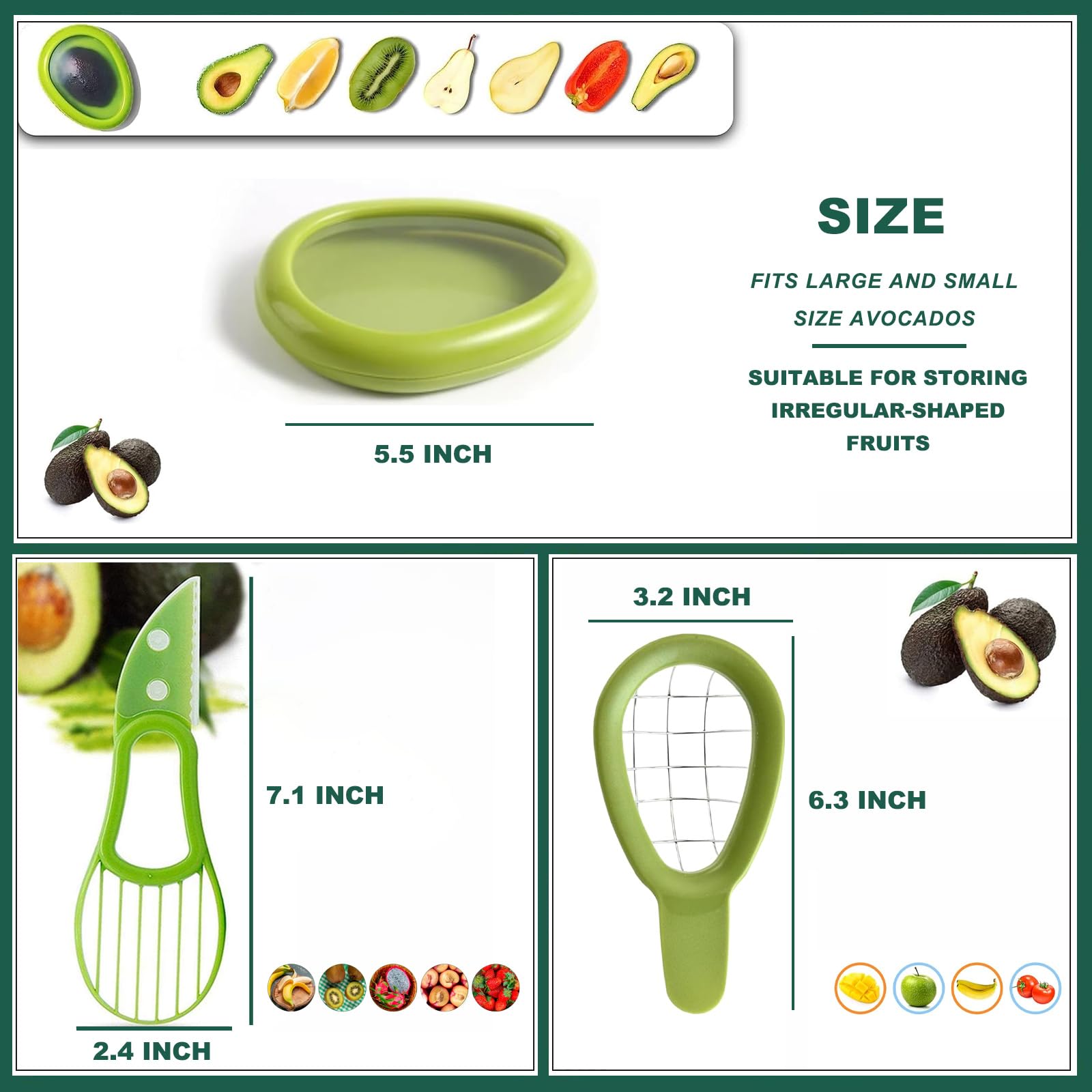 Aorplim Almacenamiento compacto para mantener frescos aguacates.