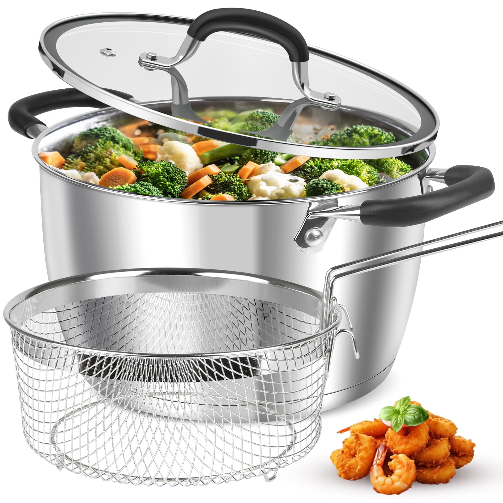 Olla AOSION 6QT con tapa para cocción uniforme y control de calor