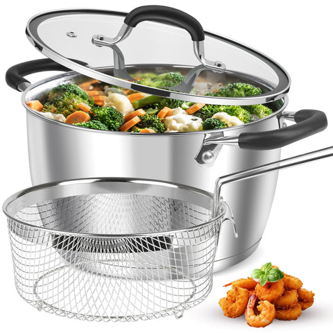 Olla AOSION 6QT con tapa para cocción uniforme y control de calor