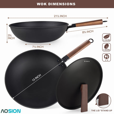 Conjunto AOSION de wok 12 piezas con tapas y utensilios para cocinar completo