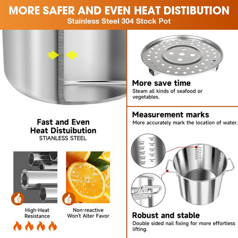 Olla apta para horno y lavavajillas, limpieza fácil con AOSION 20qt