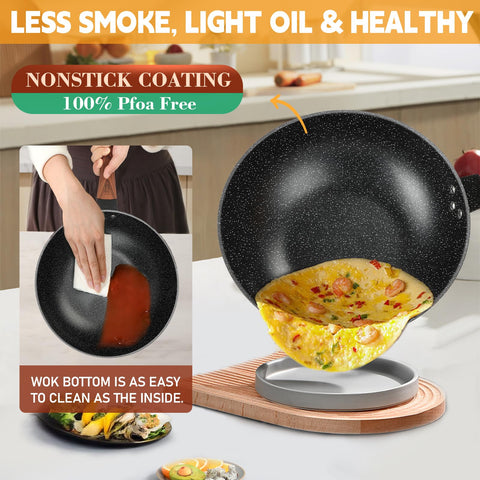 AOSION espátula y cucharón de acero inoxidable para el wok