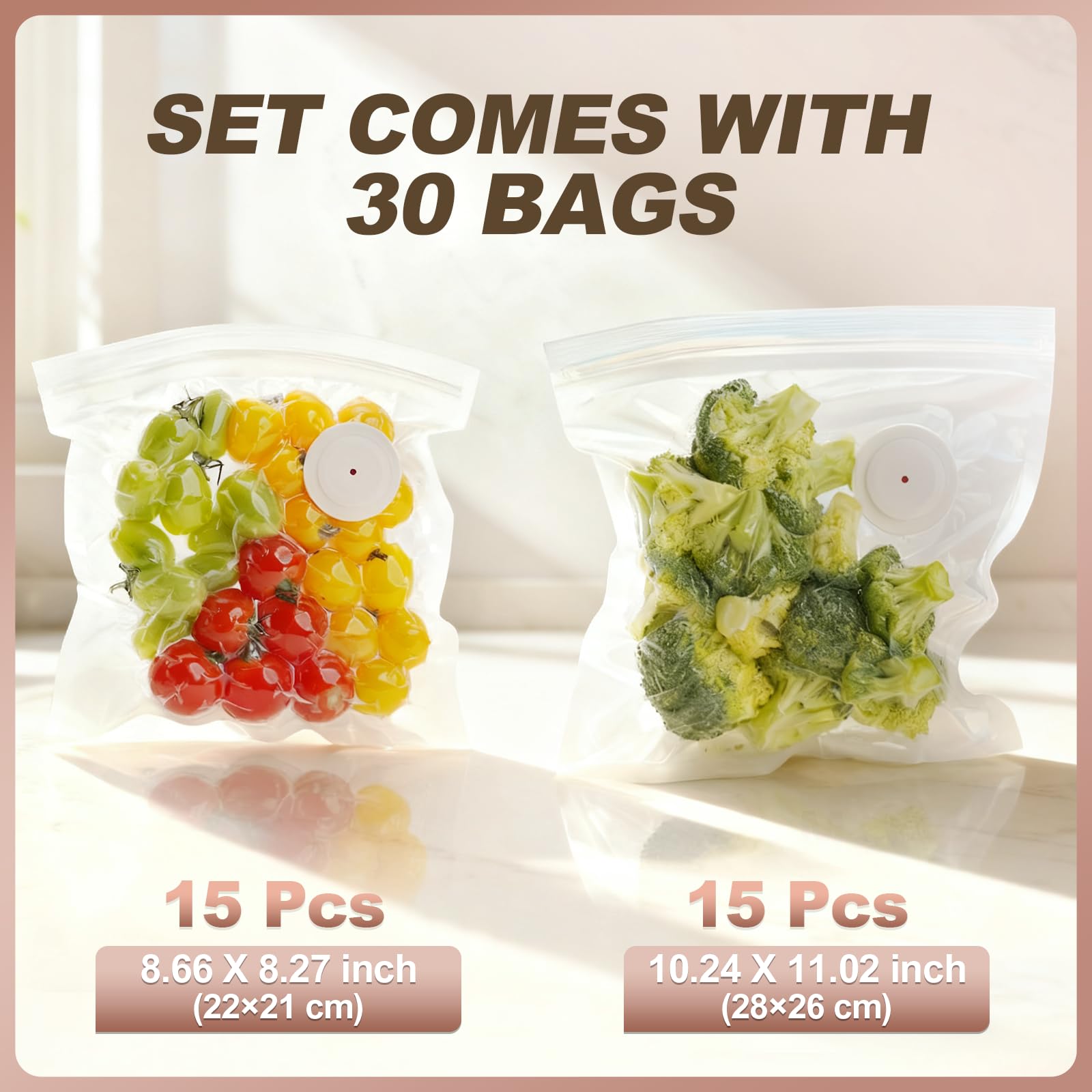 Bolsas AOSKI con cierre doble para sellado hermético y protección.