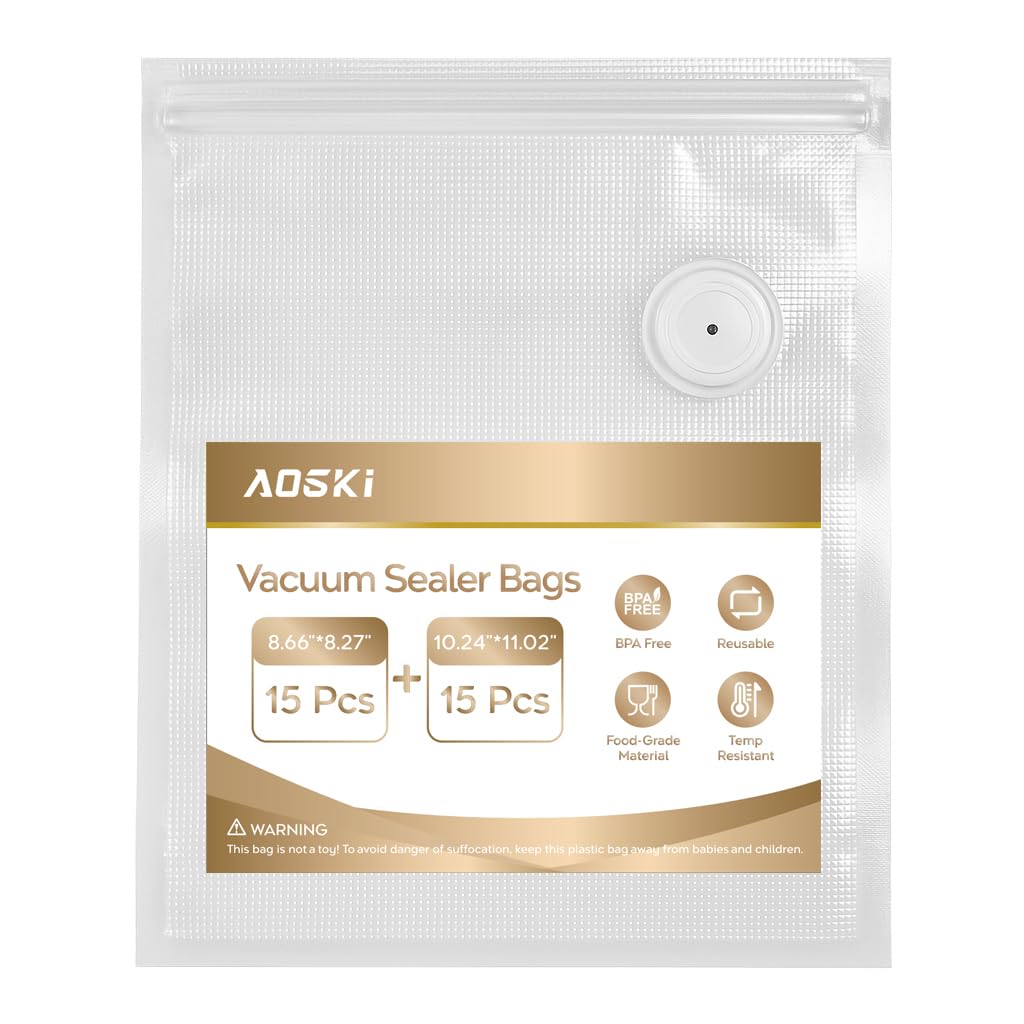 Bolsas AOSKI para sellado al vacío con conjunto de 30, ideal para almacenamiento práctico.