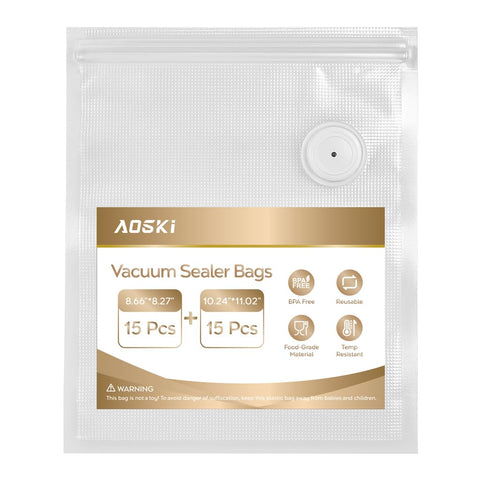 Bolsas AOSKI para sellado al vacío con conjunto de 30, ideal para almacenamiento práctico.