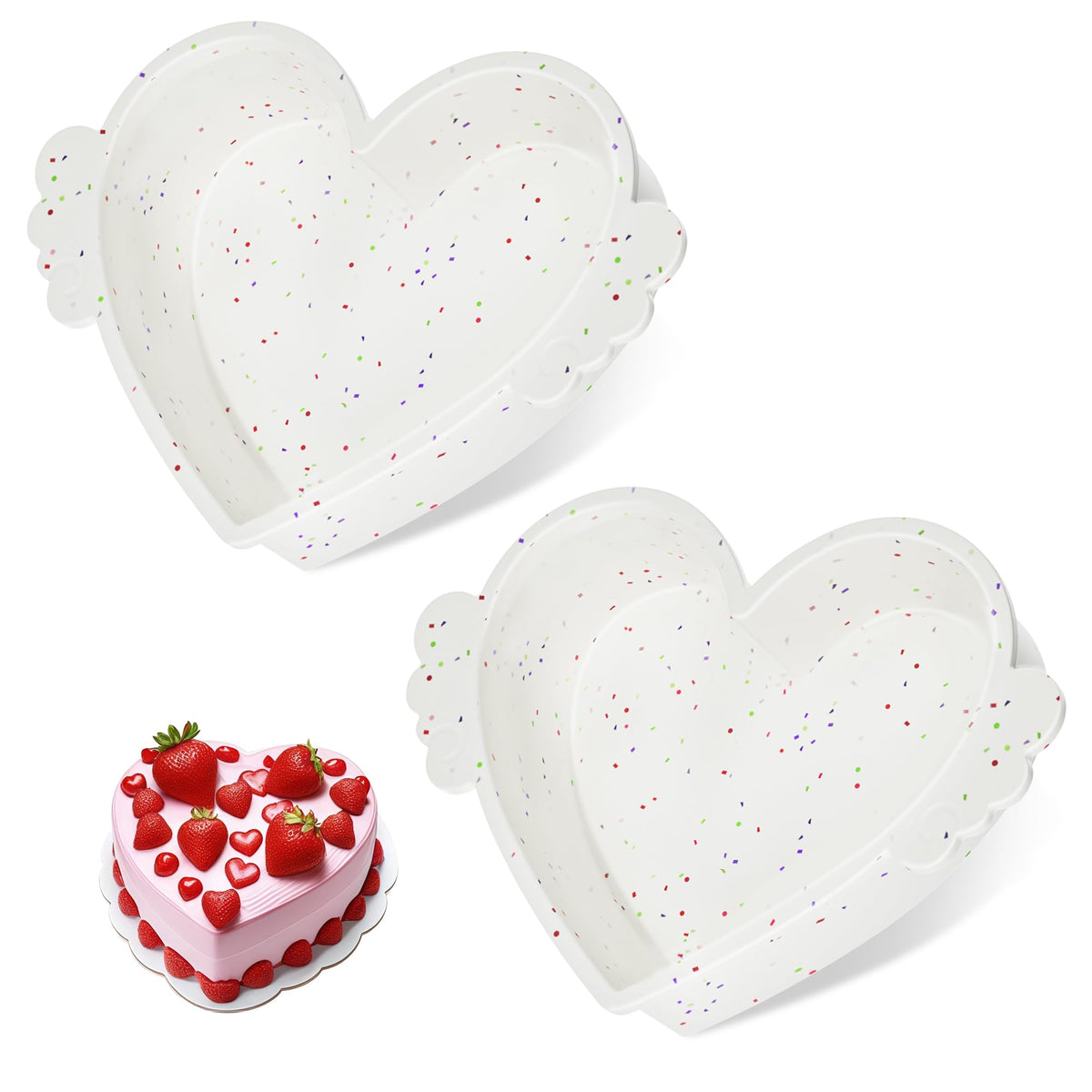 AOTASO: molde corazón 8 pulgadas con marco reforzado para pasteles estables.