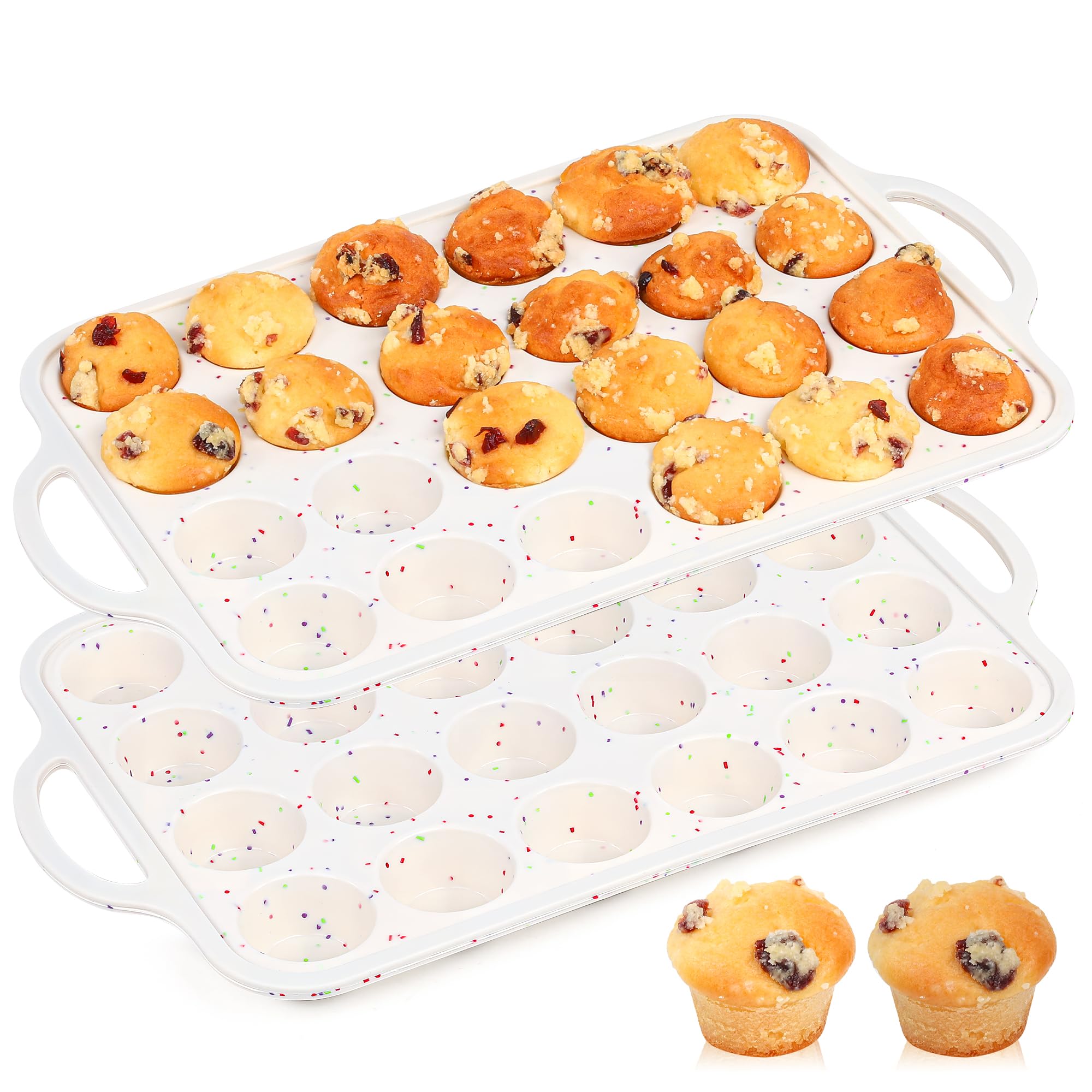 AOTASO moldes mini muffins con marco de acero reforzado para hornear 24 porciones estables.