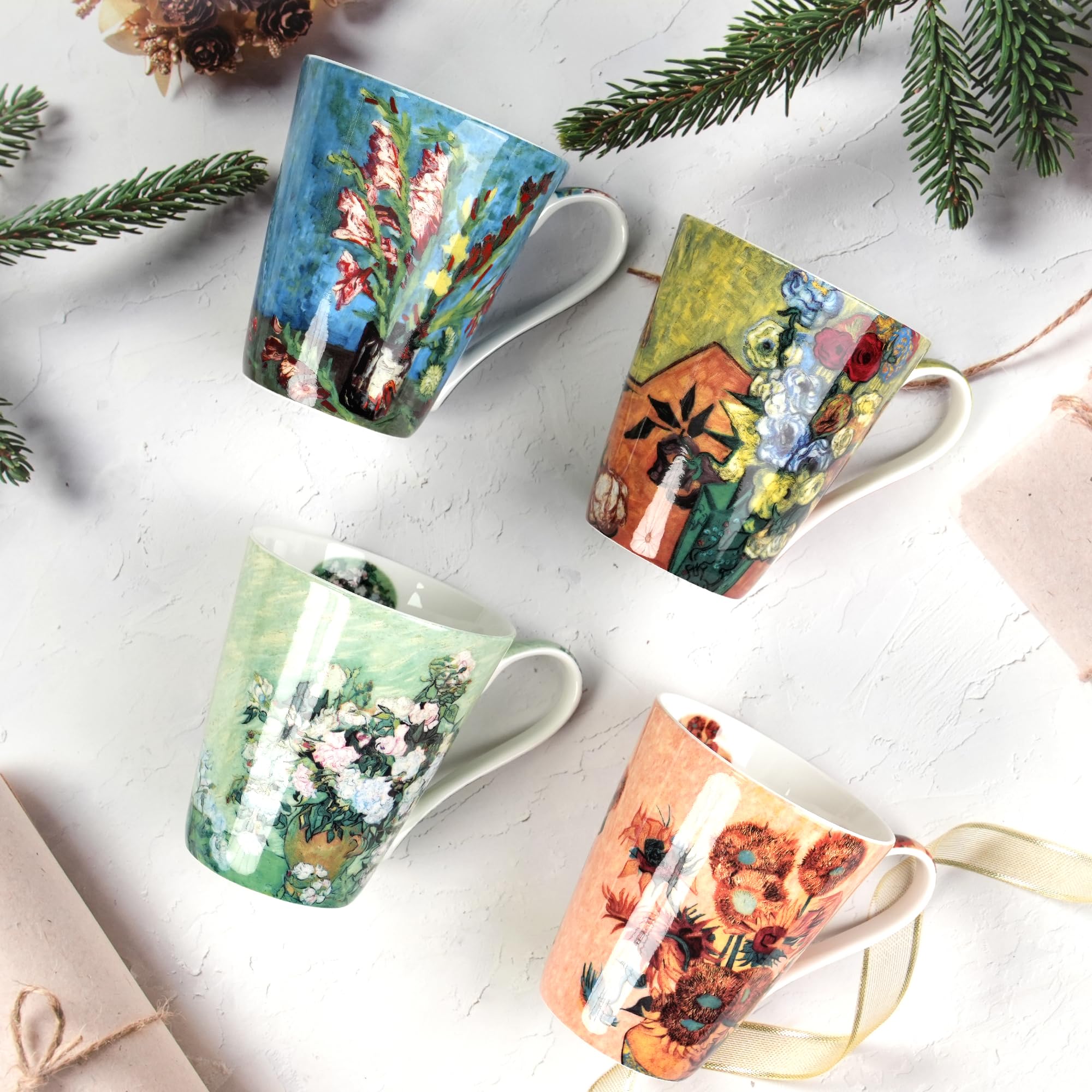 AOTELIDA taza de cerámica de hueso con mango grande, ideal para bebidas calientes