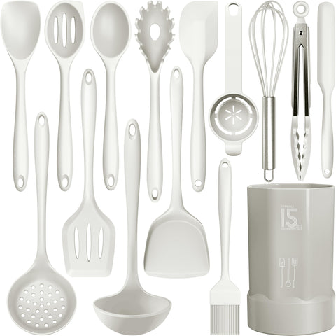 AOTHOD juego de utensilios de silicona para cocina, conjunto completo, ideales para sartenes antiadherentes