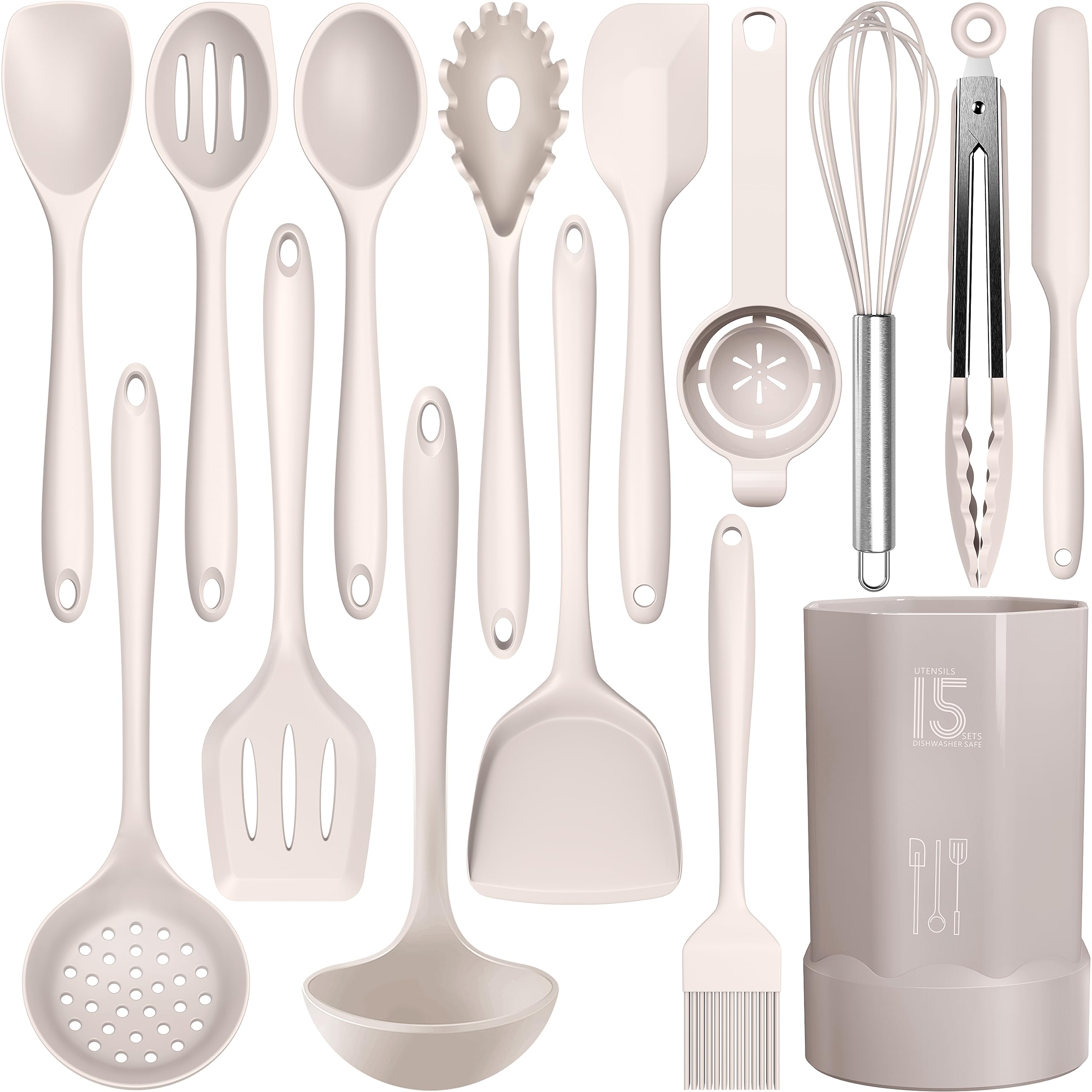 AOTHOD conjunto de utensilios de silicona para cocinar sin rayar superficies antiadherentes
