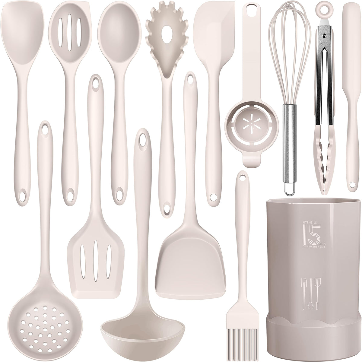 AOTHOD conjunto de utensilios de silicona para cocinar sin rayar superficies antiadherentes