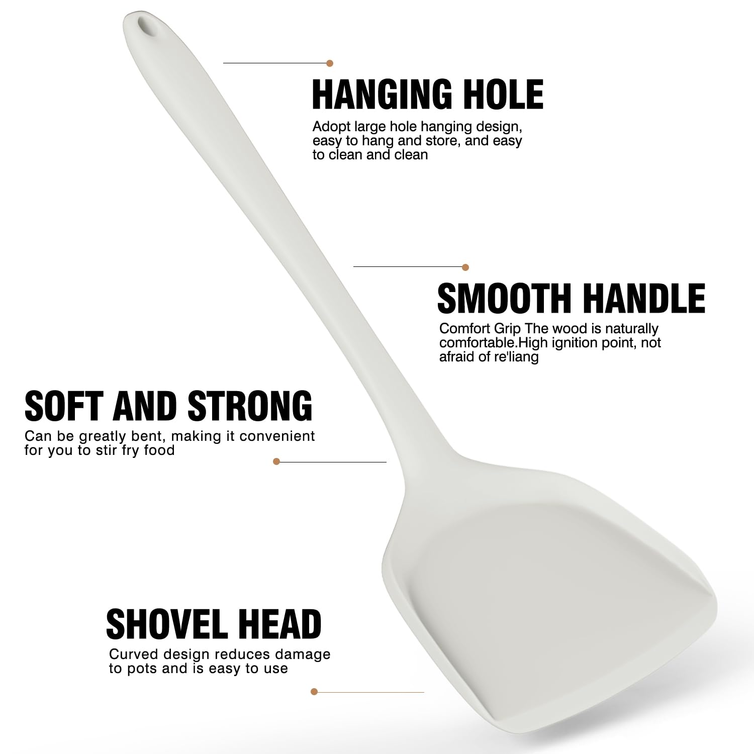 AOTHOD volteador de silicona flexible para girar alimentos sin pegar