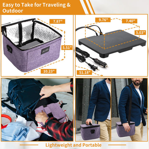 Fiambrera eléctrica Aotto plegable y fácil de llevar en bolso o mochila para viajes.