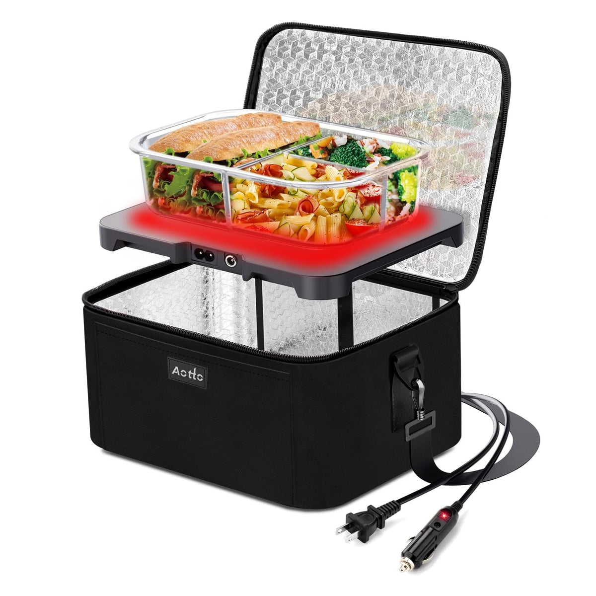 Olla portátil Aotto para comida en coche con calor uniforme para almuerzos.