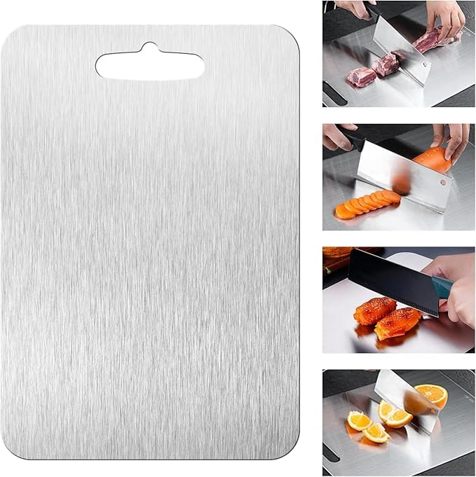 Tabla de titanio AOWBCGD, doble cara para cortar verduras y carnes.