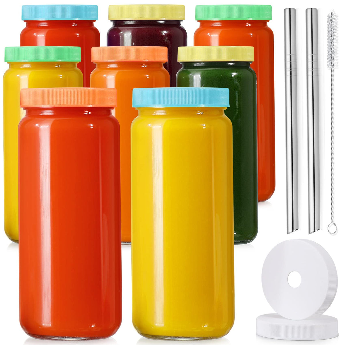 AOZITA botellas de vidrio 16oz, vista frontal, ideales para jugos frescos