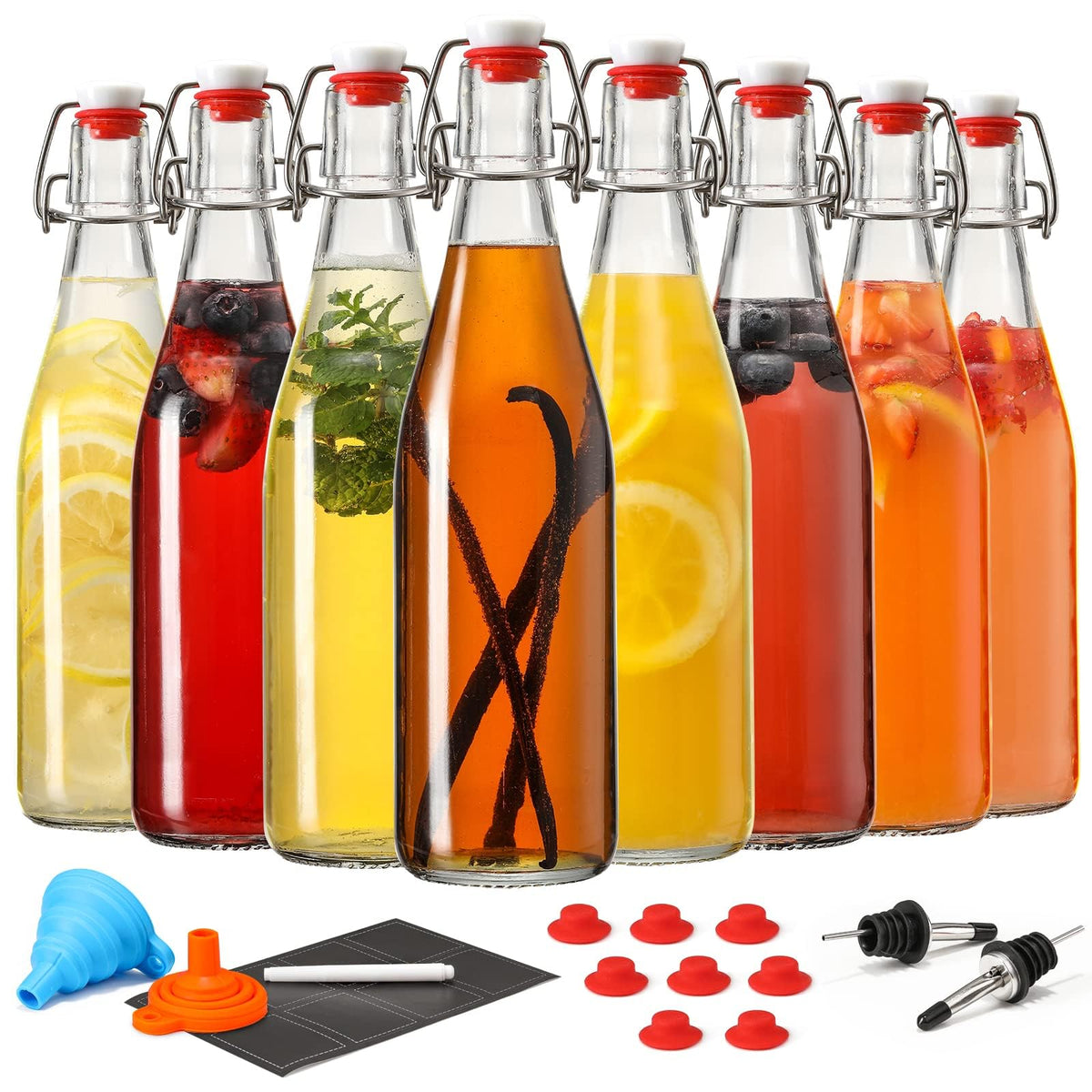 AOZITA botella de vidrio 16oz con tapa palanca para fermentación segura