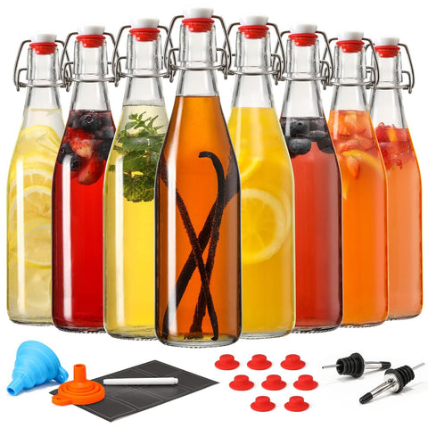 AOZITA botella de vidrio 16oz con tapa palanca para fermentación segura