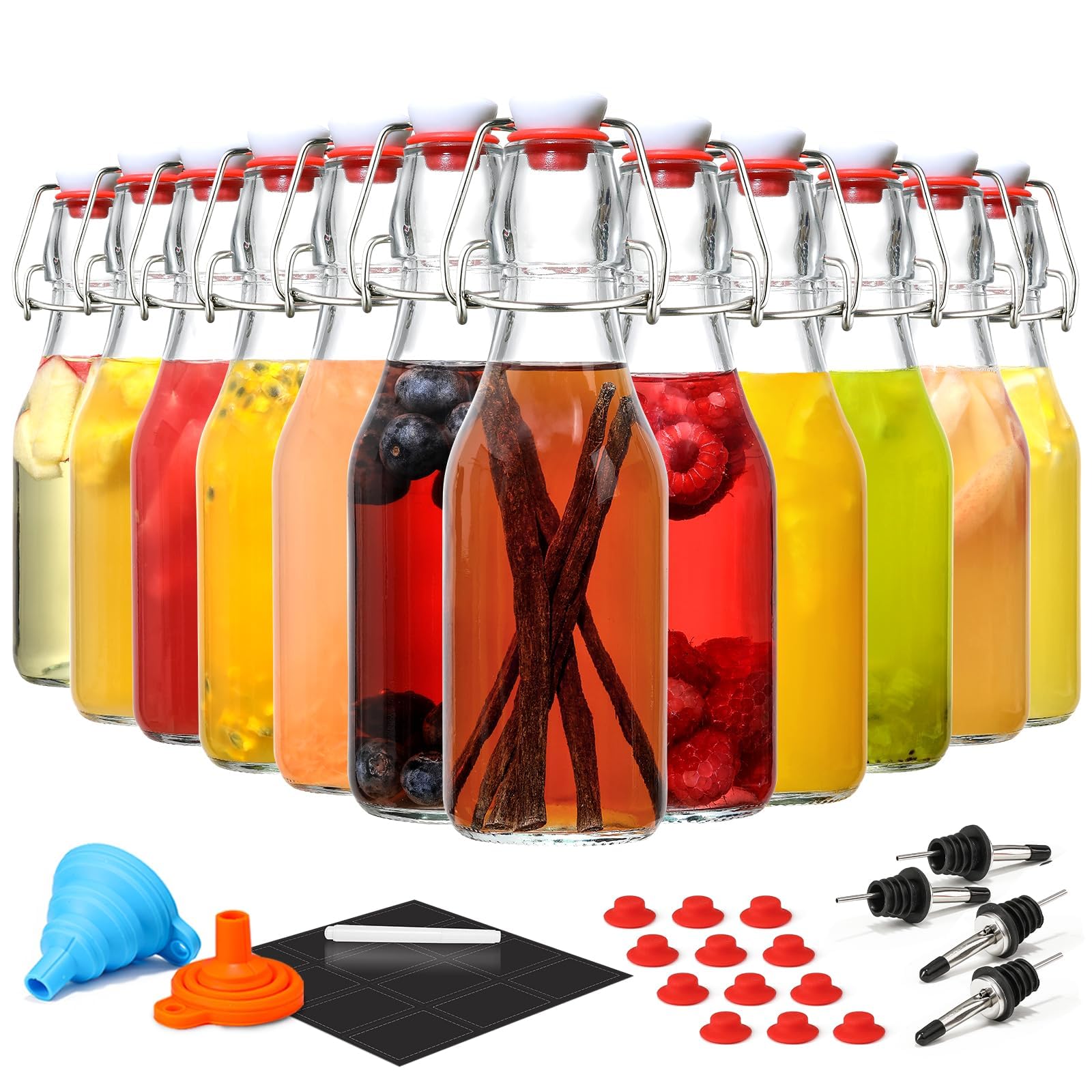 Botellas AOZITA 8,5 onzas con tapa giratoria para fermentación sin fugas