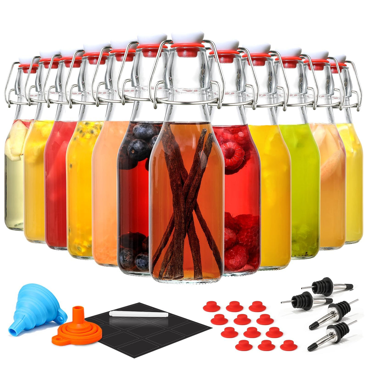Botellas AOZITA 8,5 onzas con tapa giratoria para fermentación sin fugas