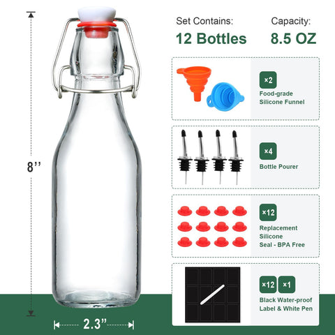 Botellas AOZITA de vidrio para segunda fermentación de kombucha y kefir