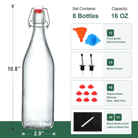 AOZITA botella con sellos de silicona de repuesto para cierre hermético