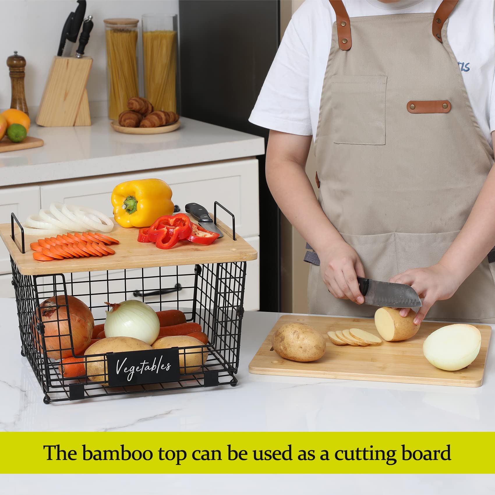 AOZITA tapa de bambú funciona como tabla de cortar