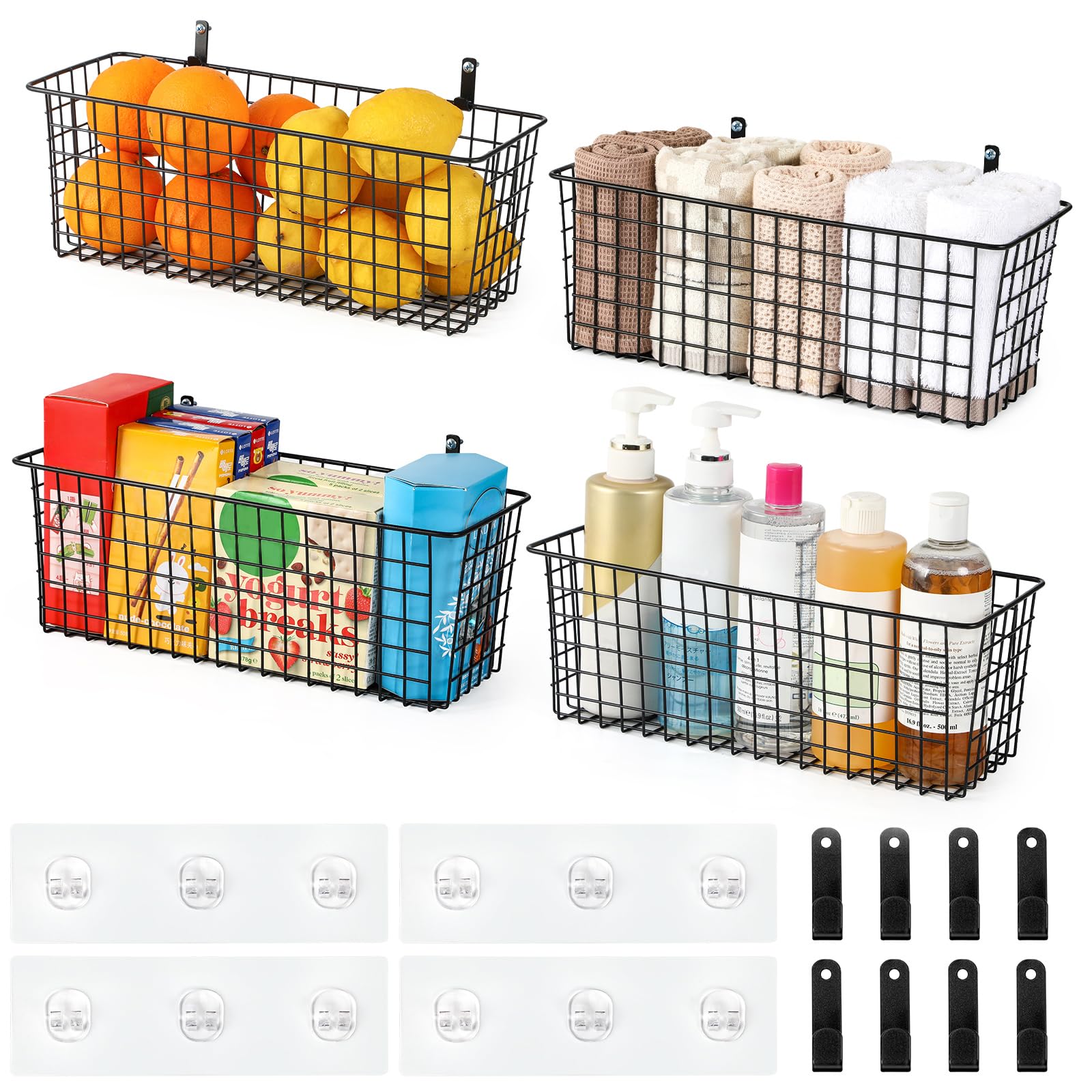 AOZITA conjunto de cuatro cestas, ahorro en compras y organización.