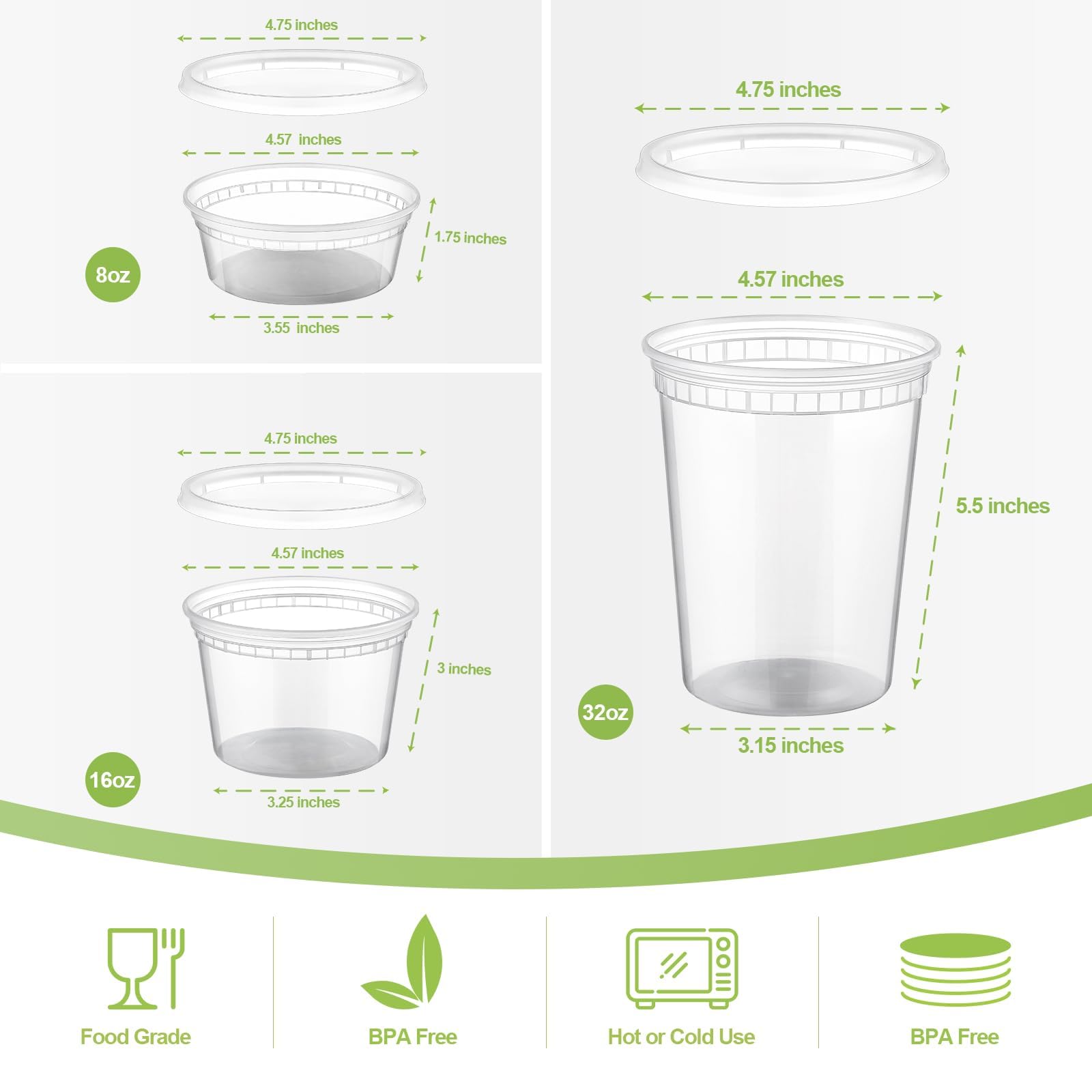 AOZITA contenedores deli 16 oz con tapas herméticas conservan frescura y sabor
