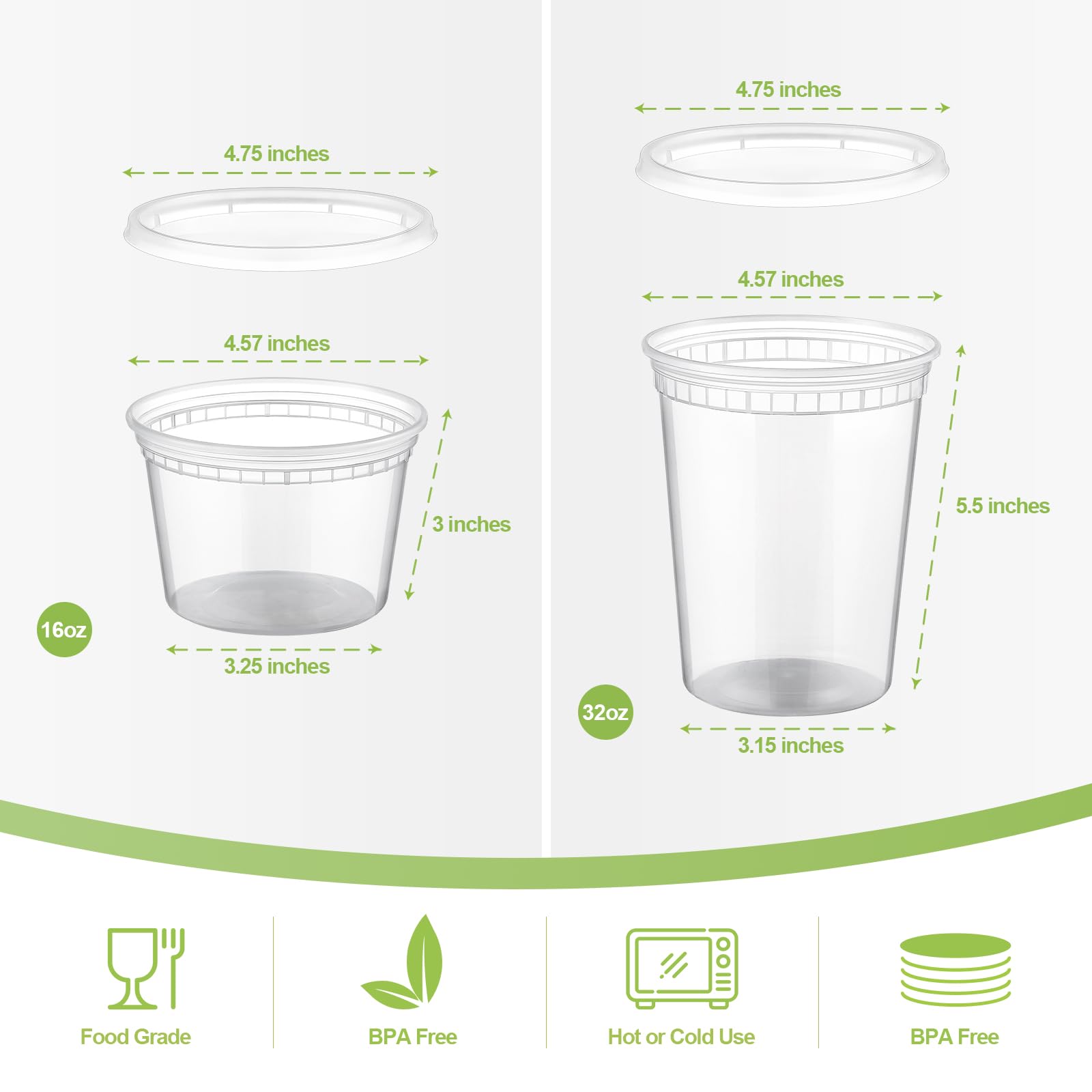AOZITA contenedores deli 32oz con tapas ajustadas para conservar frescura.