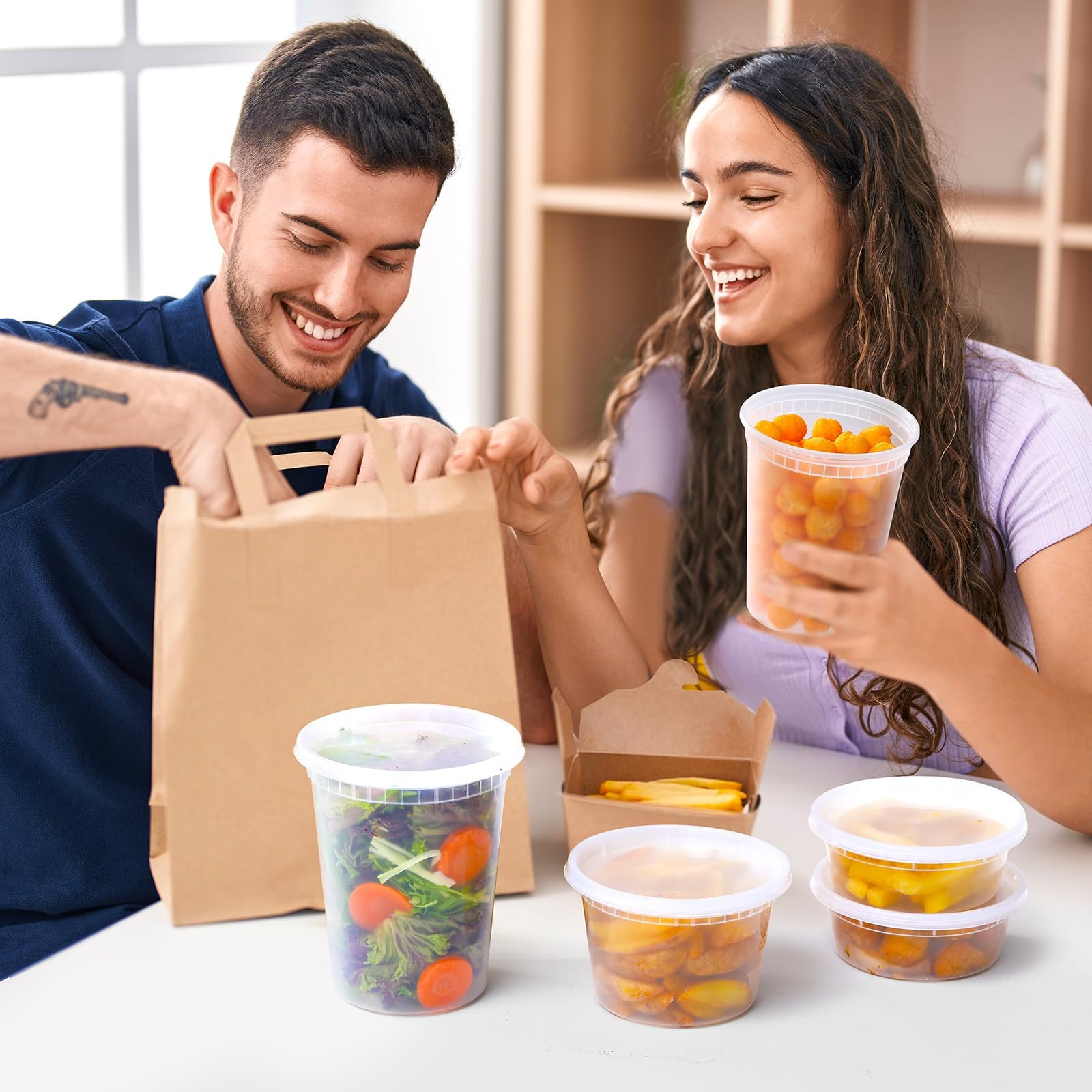 AOZITA juego de 8 recipientes con tapas para comidas para llevar