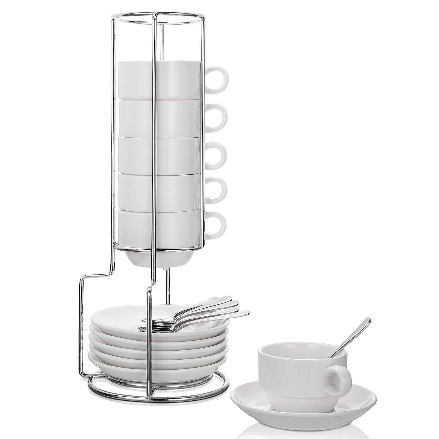 AOZITA tazas espresso de porcelana con seis piezas para degustación de café
