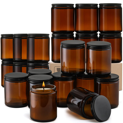 AOZITA frasco ámbar 8 oz para velas con tapa hermética