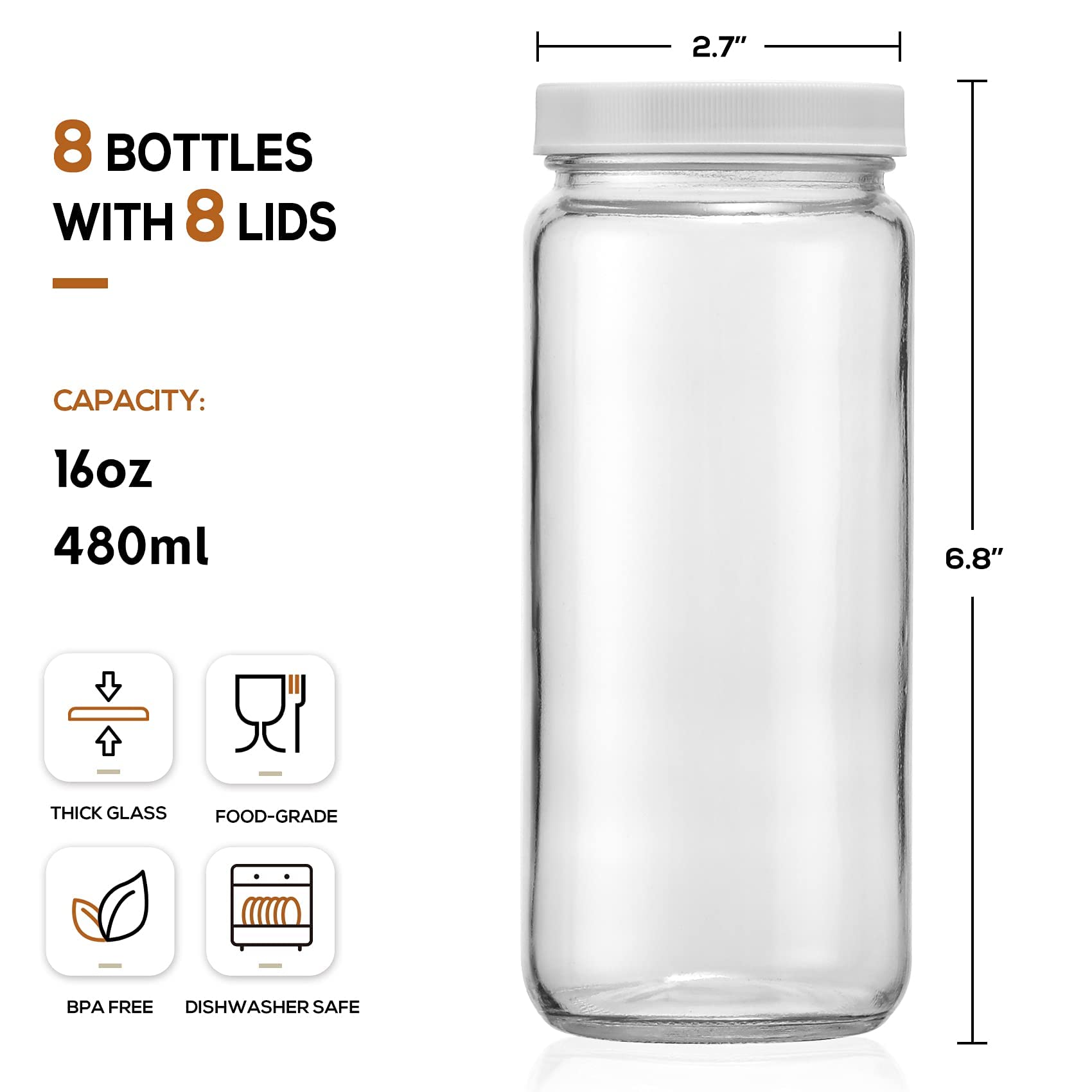 AOZITA frascos de vidrio con tapa hermética, ideales para conservar bebidas en el refrigerador