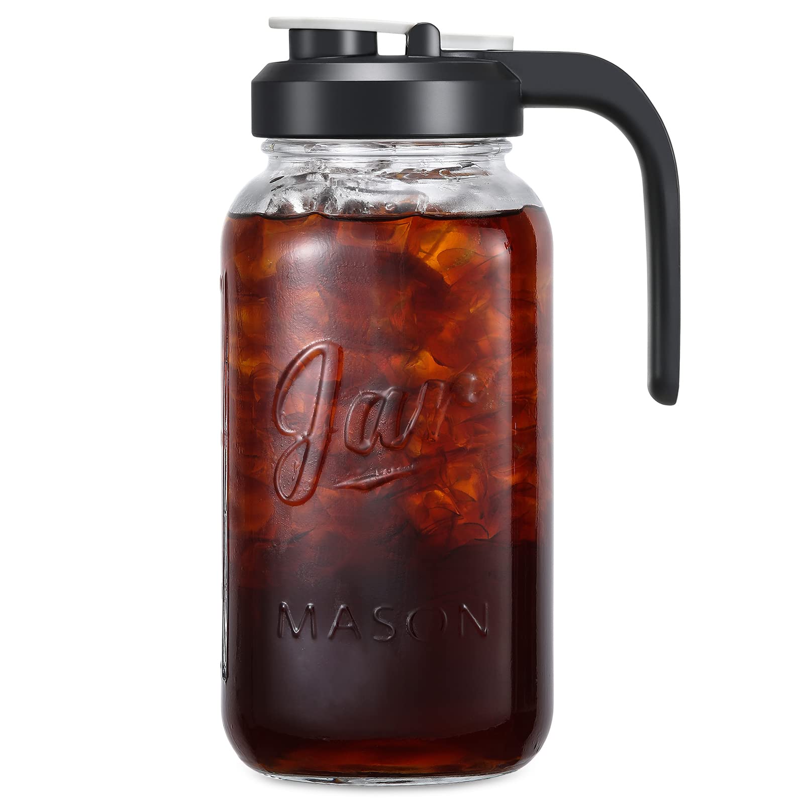 AOZITA Jarra de vidrio 1,9 L con tapa y filtro para bebidas limpias.